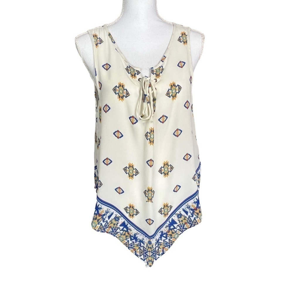 Heart Soul sleeveless aztec design tie semi sheer top size XL
